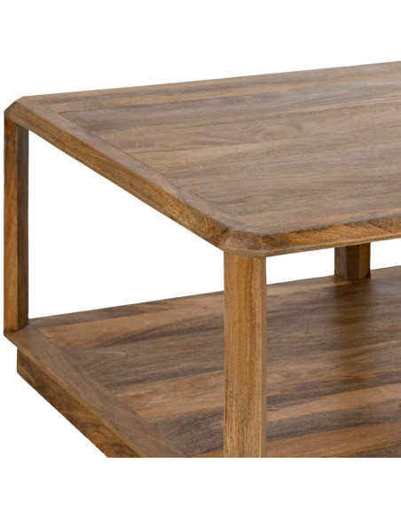 Grande Table basse moderne Rectangulaire 1 étagère en Bois de manguier Marron clair Valga - 7