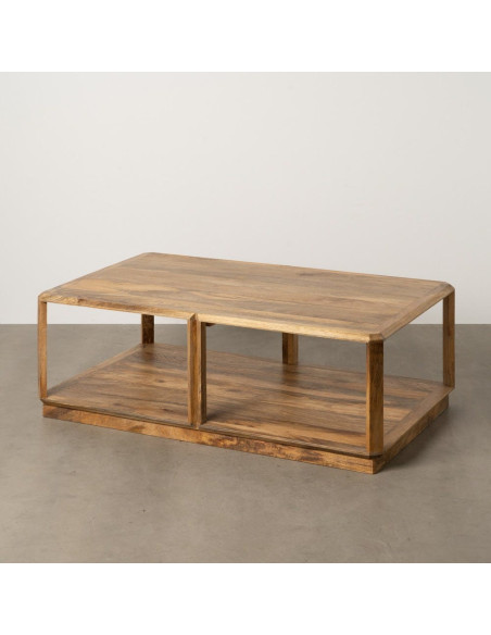 Grande Table basse moderne Rectangulaire 1 étagère en Bois de manguier Marron clair Valga - 10