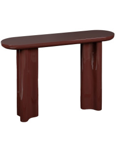 Console d'entrée moderne Ovale en Bois MDF Rouge grenat Laqué Amai - 1