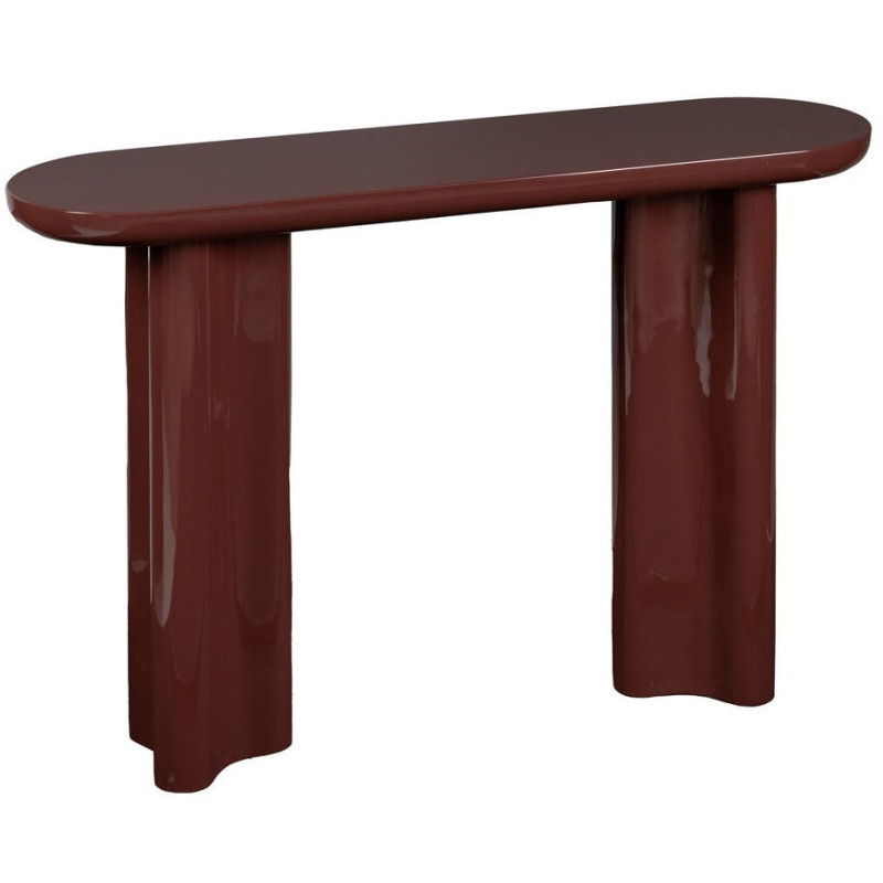 Console d'entrée moderne Ovale en Bois MDF Rouge grenat Laqué Amai - 1
