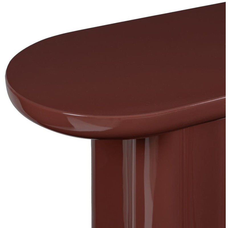 Console d'entrée moderne Ovale en Bois MDF Rouge grenat Laqué Amai - 3
