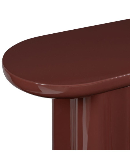 Console d'entrée moderne Ovale en Bois MDF Rouge grenat Laqué Amai - 3