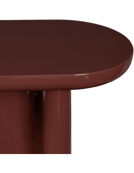 Console d'entrée moderne Ovale en Bois MDF Rouge grenat Laqué Amai - 5
