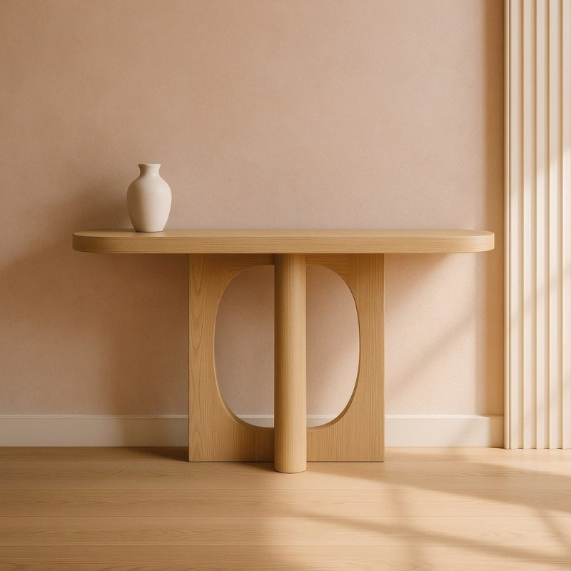 Console moderne Ovale en Bois MDF Naturel Onil - 2