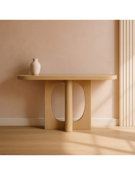 Console moderne Ovale en Bois MDF Naturel Onil - 2