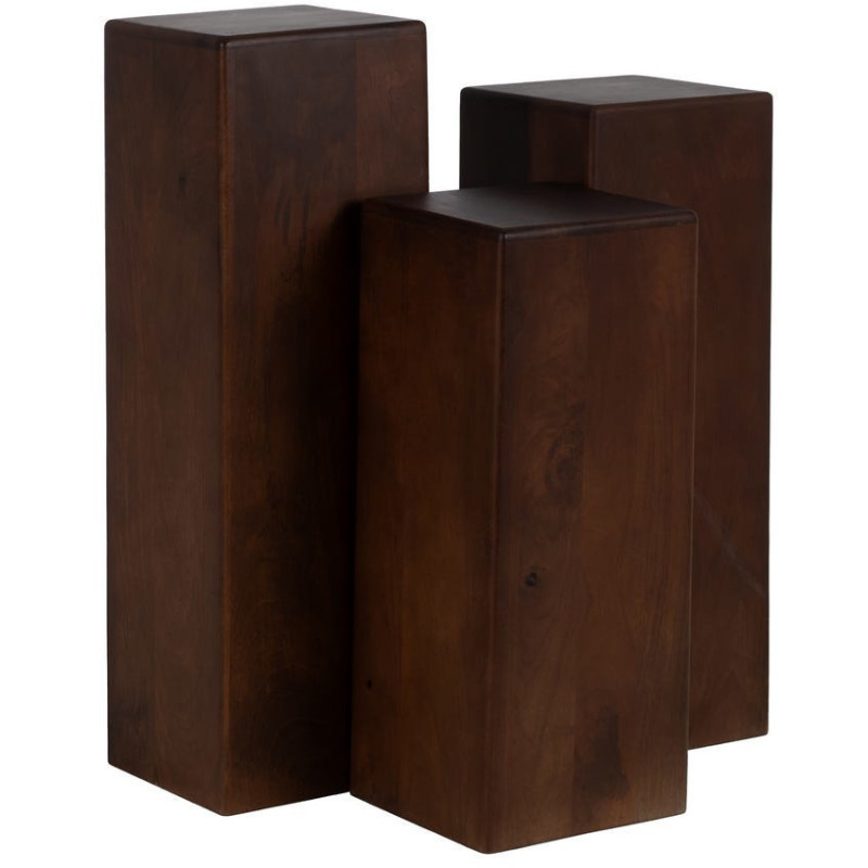 Sellette haute moderne Carré en Bois de manguier Marron Senes (Lot de 3) - 1