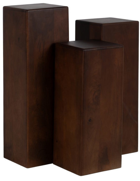 Sellette haute moderne Carré en Bois de manguier Marron Senes (Lot de 3) - 1