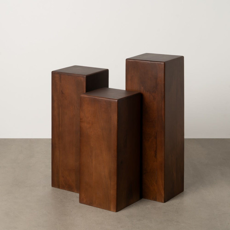 Sellette haute moderne Carré en Bois de manguier Marron Senes (Lot de 3) - 8