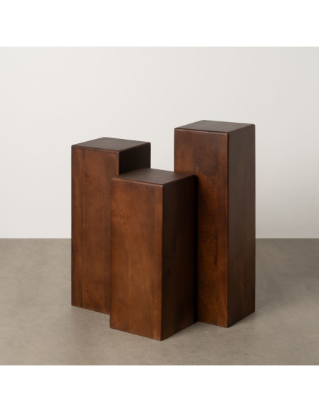 Sellette haute moderne Carré en Bois de manguier Marron Senes (Lot de 3) - 8
