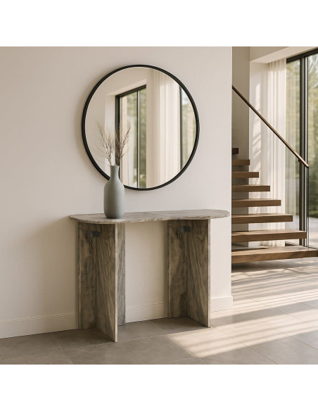 Grande Console moderne chic Organique en Marbre Gris Izna - 2