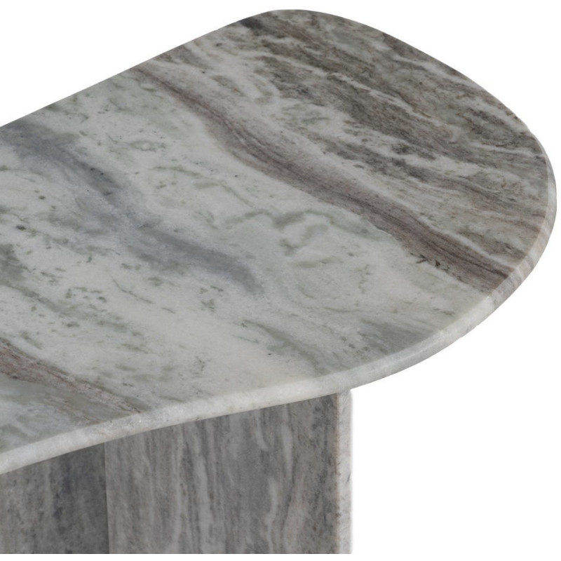 Grande Console moderne chic Organique en Marbre Gris Izna - 5