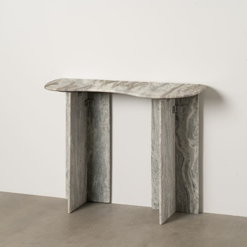 Grande Console moderne chic Organique en Marbre Gris Izna - 10