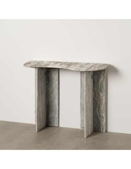 Grande Console moderne chic Organique en Marbre Gris Izna - 10