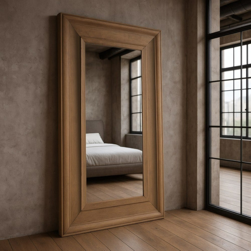 Grand Miroir mural XXL Rectangulaire 125x201 en Bois de sapin Naturel Bois MDF Syora - 2