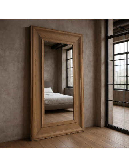 Grand Miroir mural XXL Rectangulaire 125x201 en Bois de sapin Naturel Bois MDF Syora - 2