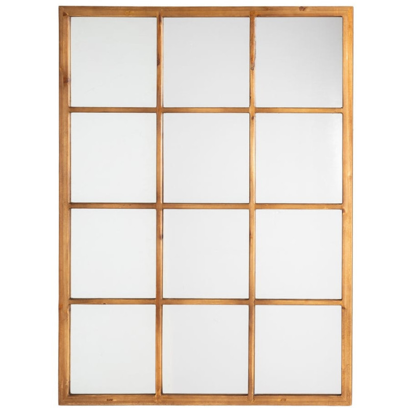 Grand Miroir mural Fenêtre Rectangulaire 90x120 en Bois de sapin Naturel Halmira - 1
