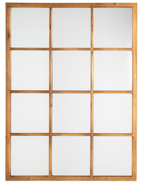 Grand Miroir mural Fenêtre Rectangulaire 90x120 en Bois de sapin Naturel Halmira - 1