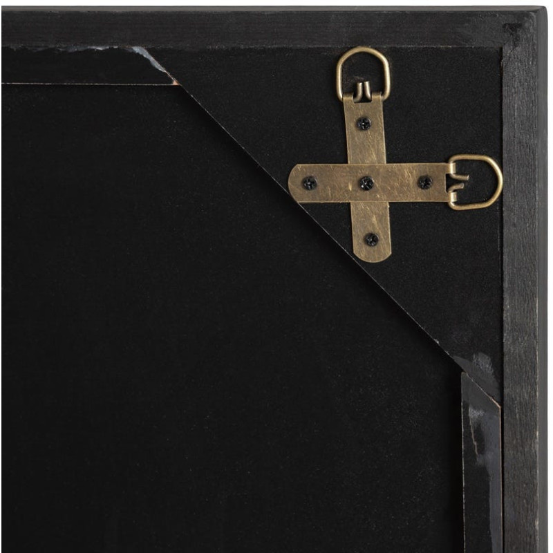 Grand Miroir mural Fenêtre Rectangulaire 90x120 en Bois de sapin Noir Halmira - 3