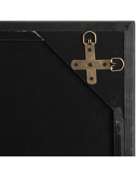 Grand Miroir mural Fenêtre Rectangulaire 90x120 en Bois de sapin Noir Halmira - 3