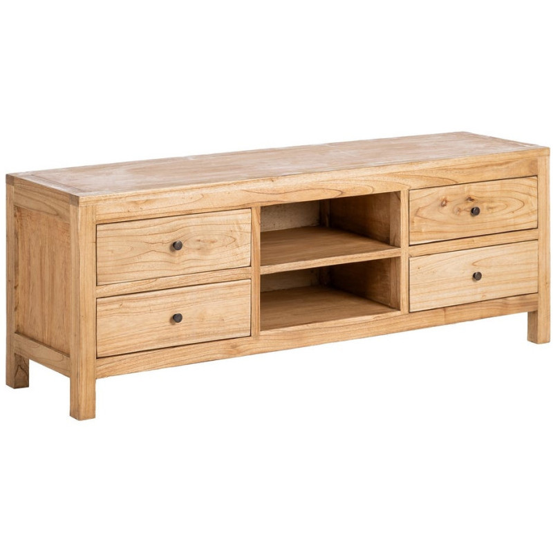 Meuble télé rustique chic 4 tiroirs 2 niches en Bois de mindi Naturel Vera - 1