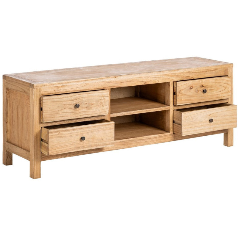 Meuble télé rustique chic 4 tiroirs 2 niches en Bois de mindi Naturel Vera - 3