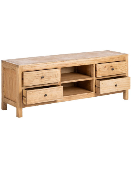 Meuble télé rustique chic 4 tiroirs 2 niches en Bois de mindi Naturel Vera - 3