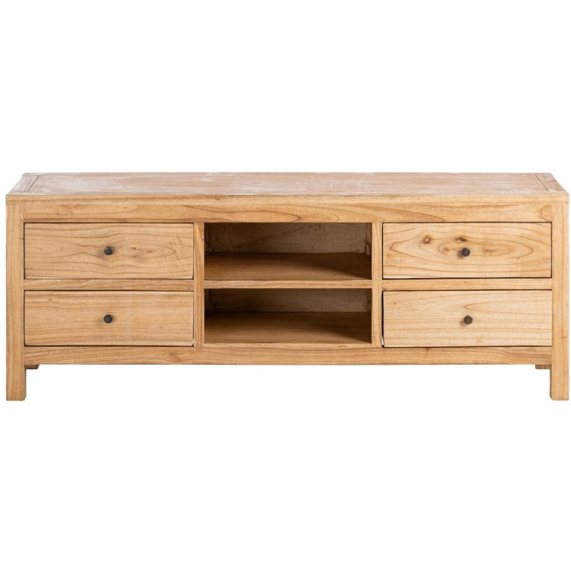 Meuble télé rustique chic 4 tiroirs 2 niches en Bois de mindi Naturel Vera - 4