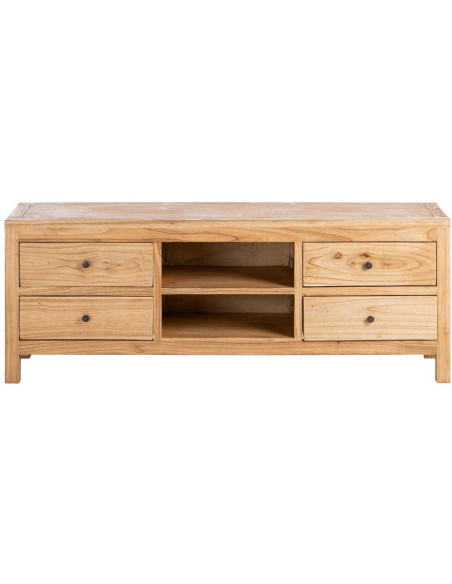 Meuble télé rustique chic 4 tiroirs 2 niches en Bois de mindi Naturel Vera - 4