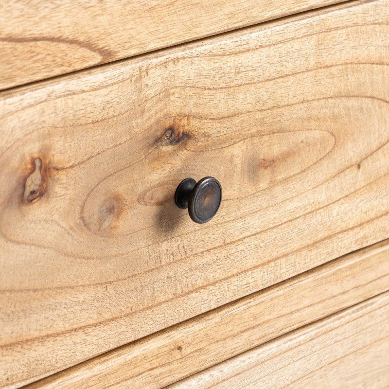 Meuble télé rustique chic 4 tiroirs 2 niches en Bois de mindi Naturel Vera - 6