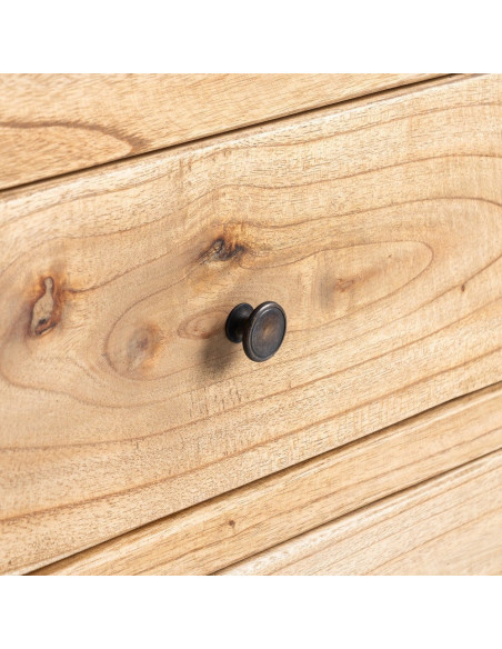 Meuble télé rustique chic 4 tiroirs 2 niches en Bois de mindi Naturel Vera - 6