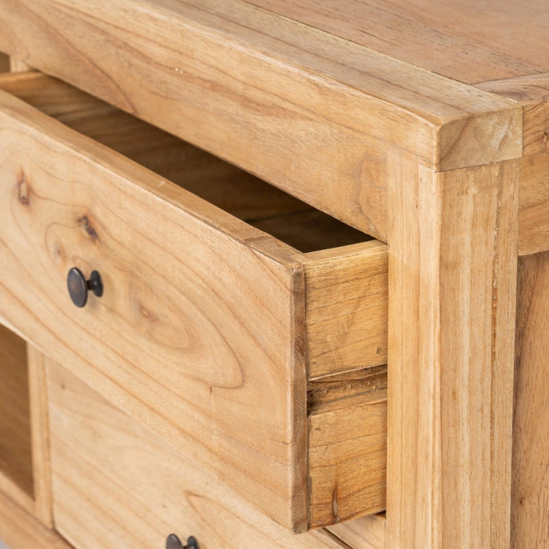 Meuble télé rustique chic 4 tiroirs 2 niches en Bois de mindi Naturel Vera - 8