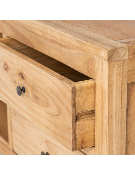 Meuble télé rustique chic 4 tiroirs 2 niches en Bois de mindi Naturel Vera - 8