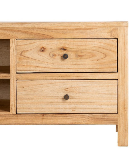 Meuble télé rustique chic 4 tiroirs 2 niches en Bois de mindi Naturel Vera - 10