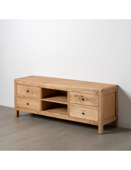 Meuble télé rustique chic 4 tiroirs 2 niches en Bois de mindi Naturel Vera - 11