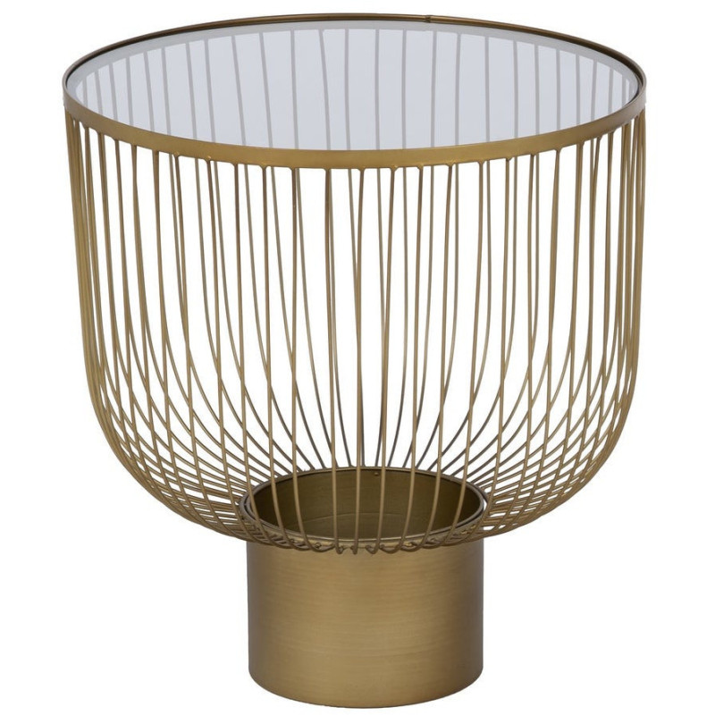 Table basse moderne chic Ronde en Métal Doré Verre Transparent Lueza (Lot de 2) - 3