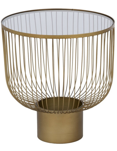 Table basse moderne chic Ronde en Métal Doré Verre Transparent Lueza (Lot de 2) - 3