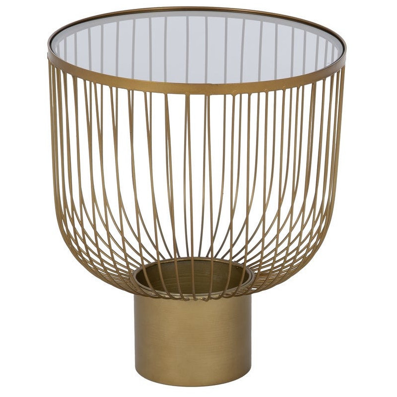 Table basse moderne chic Ronde en Métal Doré Verre Transparent Lueza (Lot de 2) - 4