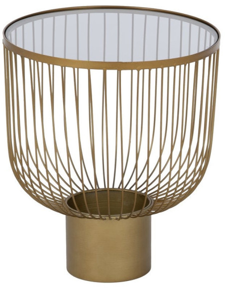 Table basse moderne chic Ronde en Métal Doré Verre Transparent Lueza (Lot de 2) - 4