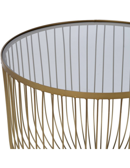 Table basse moderne chic Ronde en Métal Doré Verre Transparent Lueza (Lot de 2) - 5