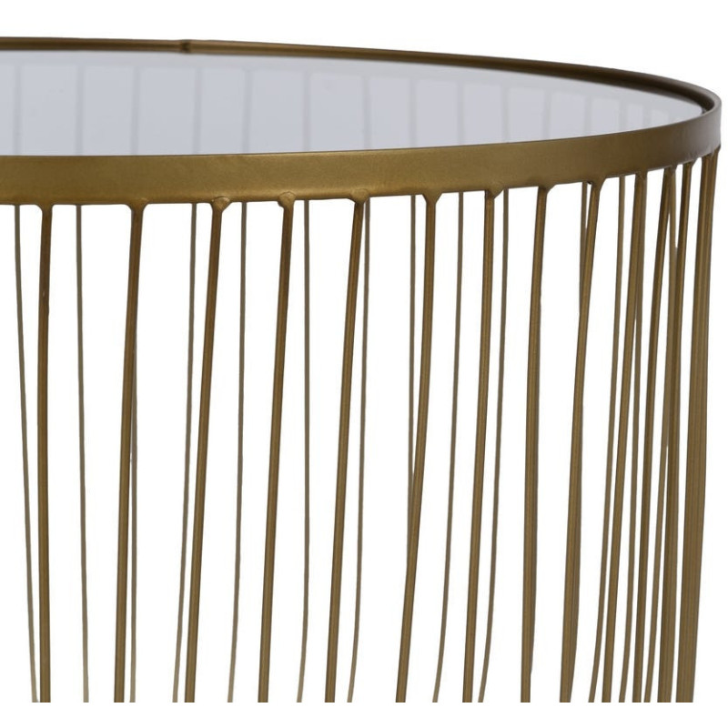 Table basse moderne chic Ronde en Métal Doré Verre Transparent Lueza (Lot de 2) - 6