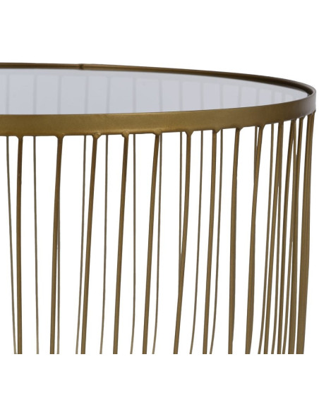Table basse moderne chic Ronde en Métal Doré Verre Transparent Lueza (Lot de 2) - 6