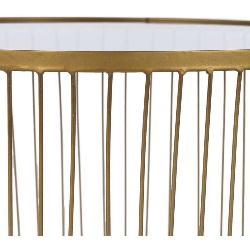 Table basse moderne chic Ronde en Métal Doré Verre Transparent Lueza (Lot de 2) - 7
