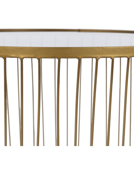 Table basse moderne chic Ronde en Métal Doré Verre Transparent Lueza (Lot de 2) - 7