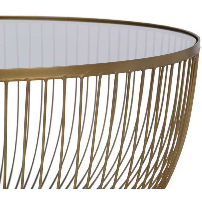 Grande Table basse moderne chic Ronde 75 cm en Métal Doré Verre Transparent Lueza - 4