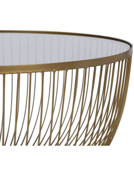 Grande Table basse moderne chic Ronde 75 cm en Métal Doré Verre Transparent Lueza - 4