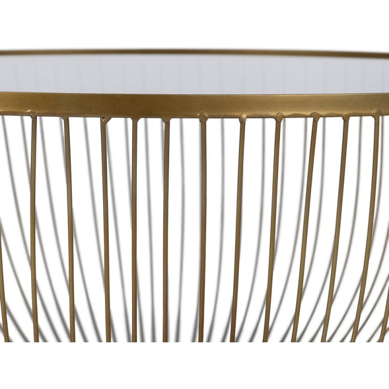 Grande Table basse moderne chic Ronde 75 cm en Métal Doré Verre Transparent Lueza - 5