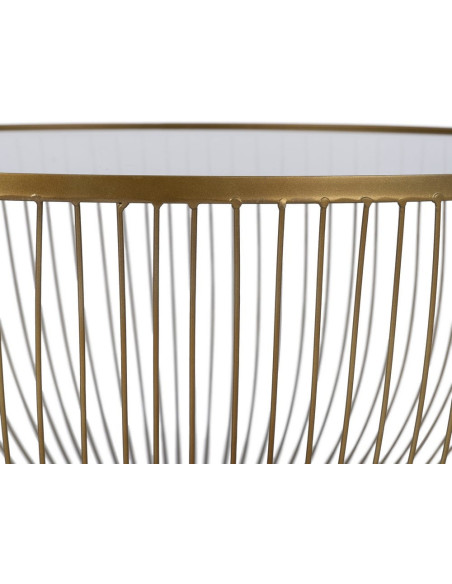 Grande Table basse moderne chic Ronde 75 cm en Métal Doré Verre Transparent Lueza - 5