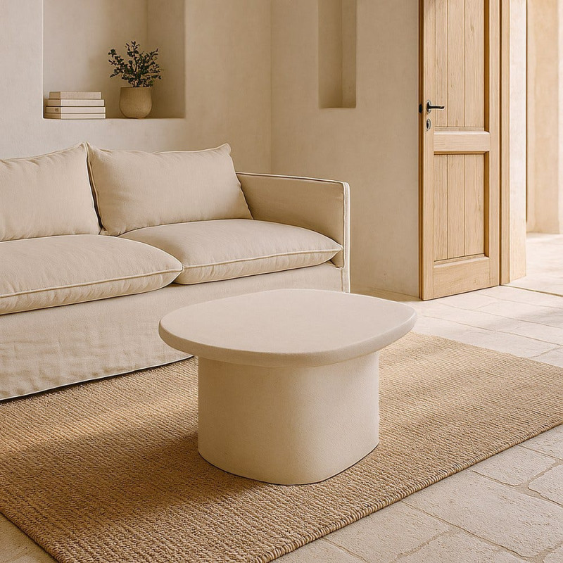 Table basse minimaliste Organique en Bois MDF Blanc Wilma - 1