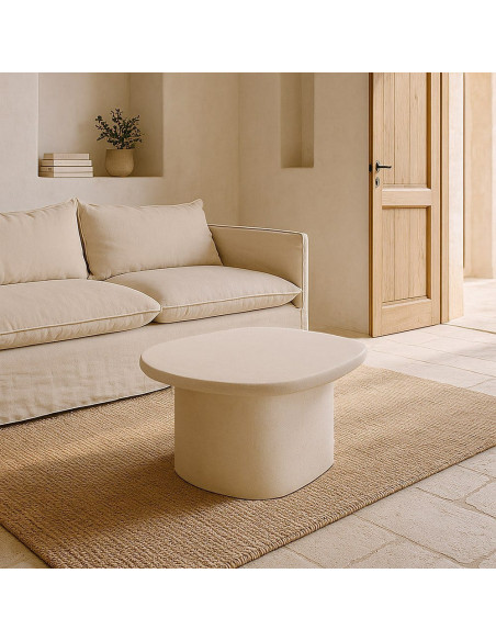 Table basse minimaliste Organique en Bois MDF Blanc Wilma - 1