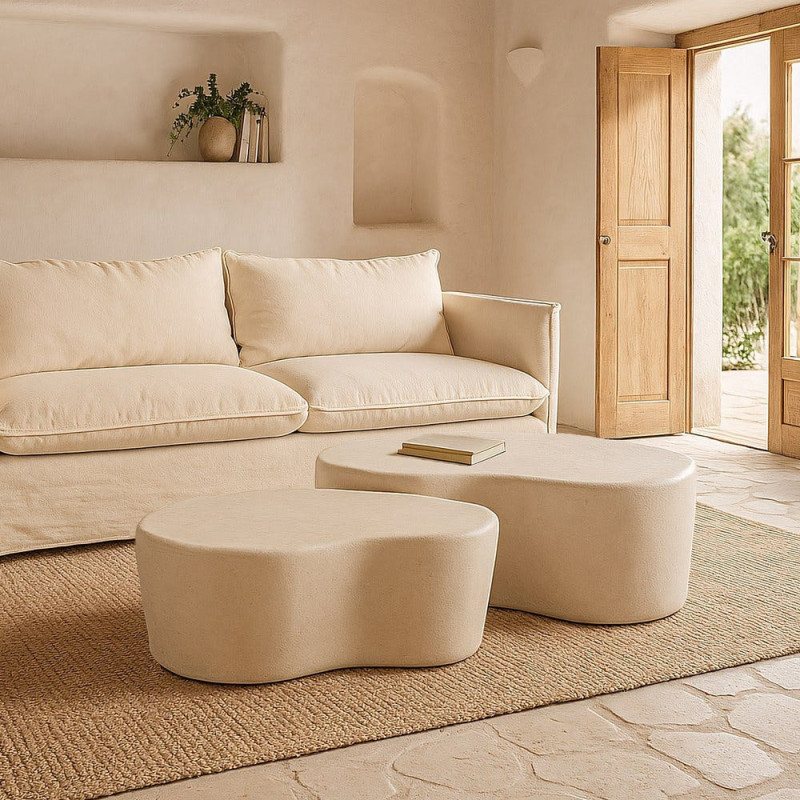 Grande Table basse minimaliste Organique en Bois MDF Blanc Wilma - 2